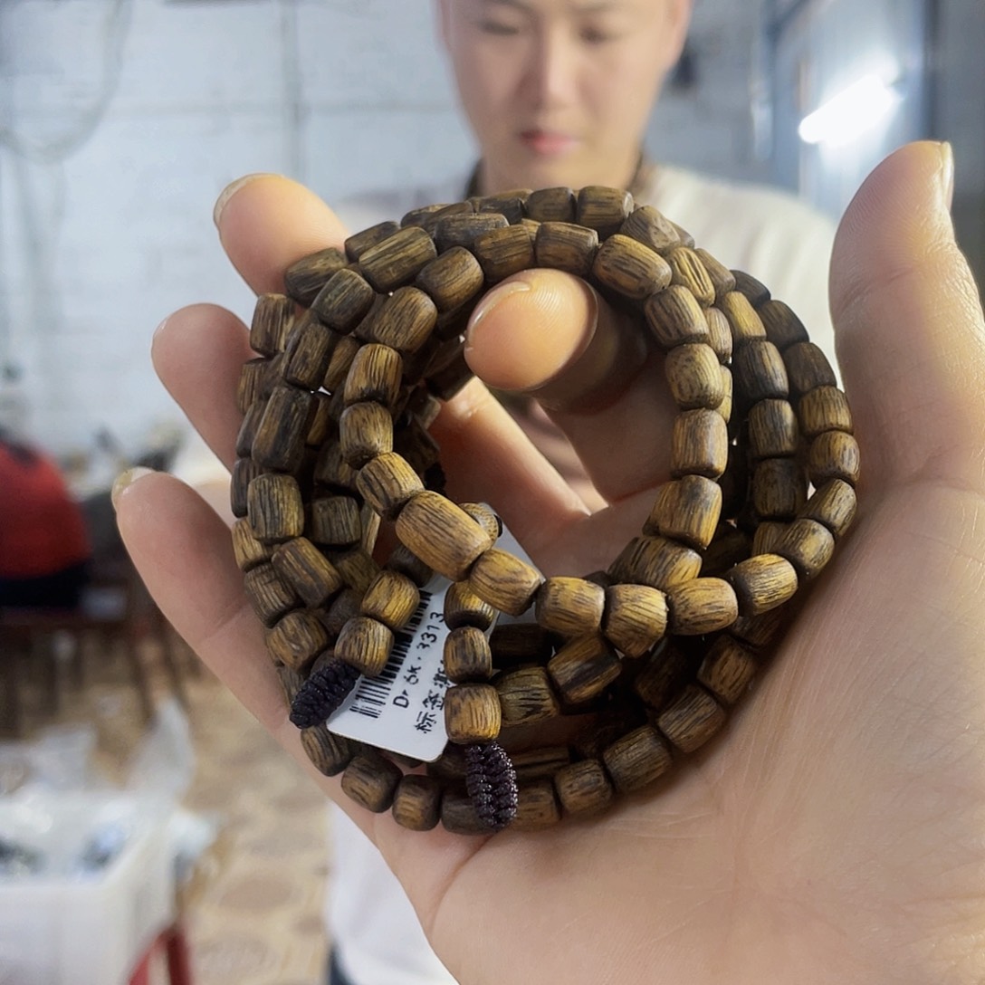 沉香手串棋楠红金倪桶珠长串15克多样性发一