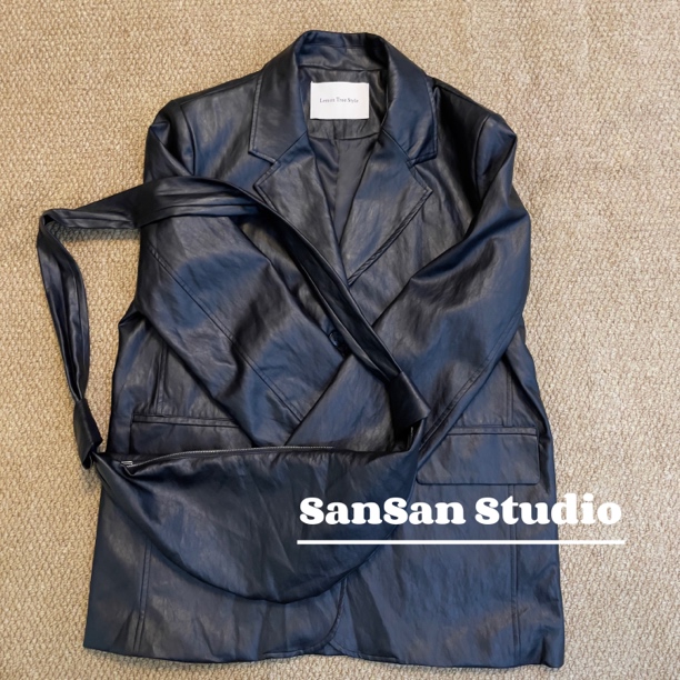 SanSan家   宽松型蛋白皮西服90202