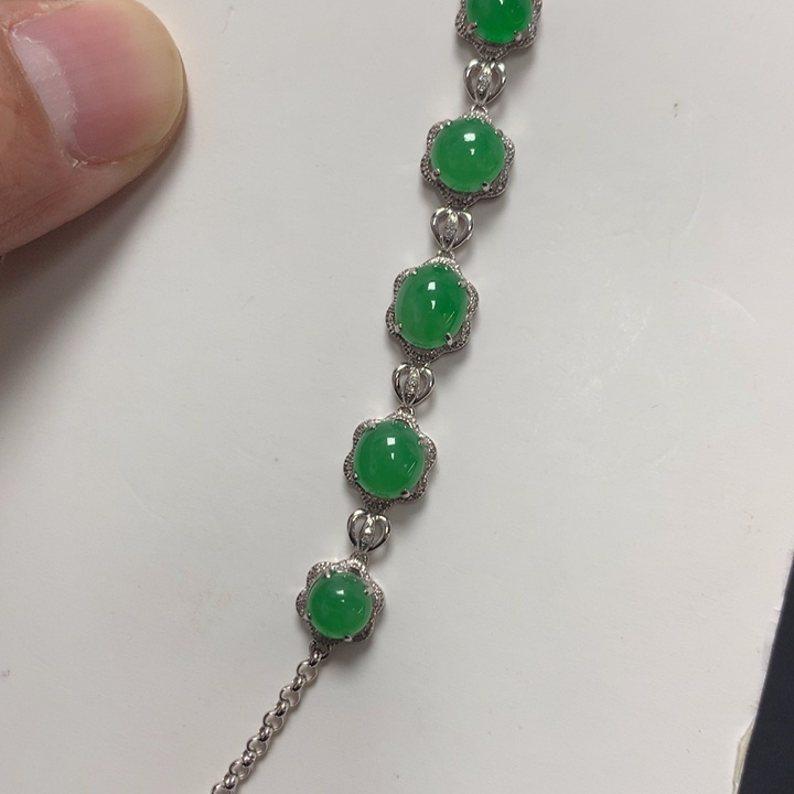 翡翠手链18K金镶嵌翡翠手链