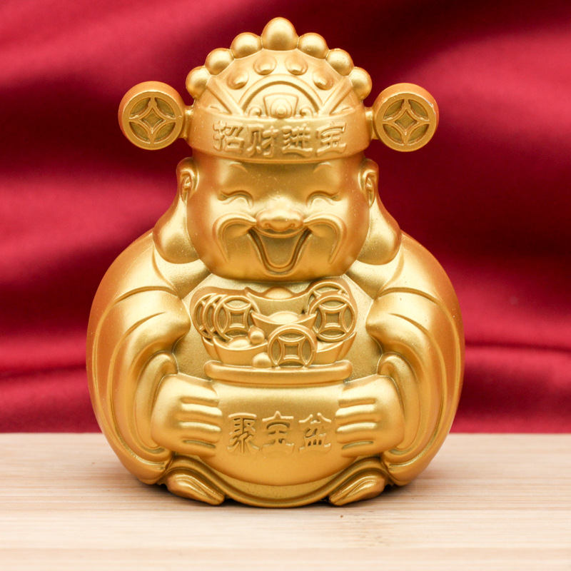 优选笑脸财神爷摆件店铺收银装饰雕刻客厅办公室桌面创意品