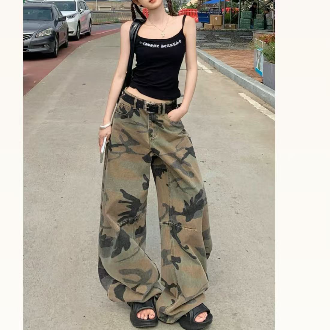 【迷彩弯刀】厚款休闲裤女