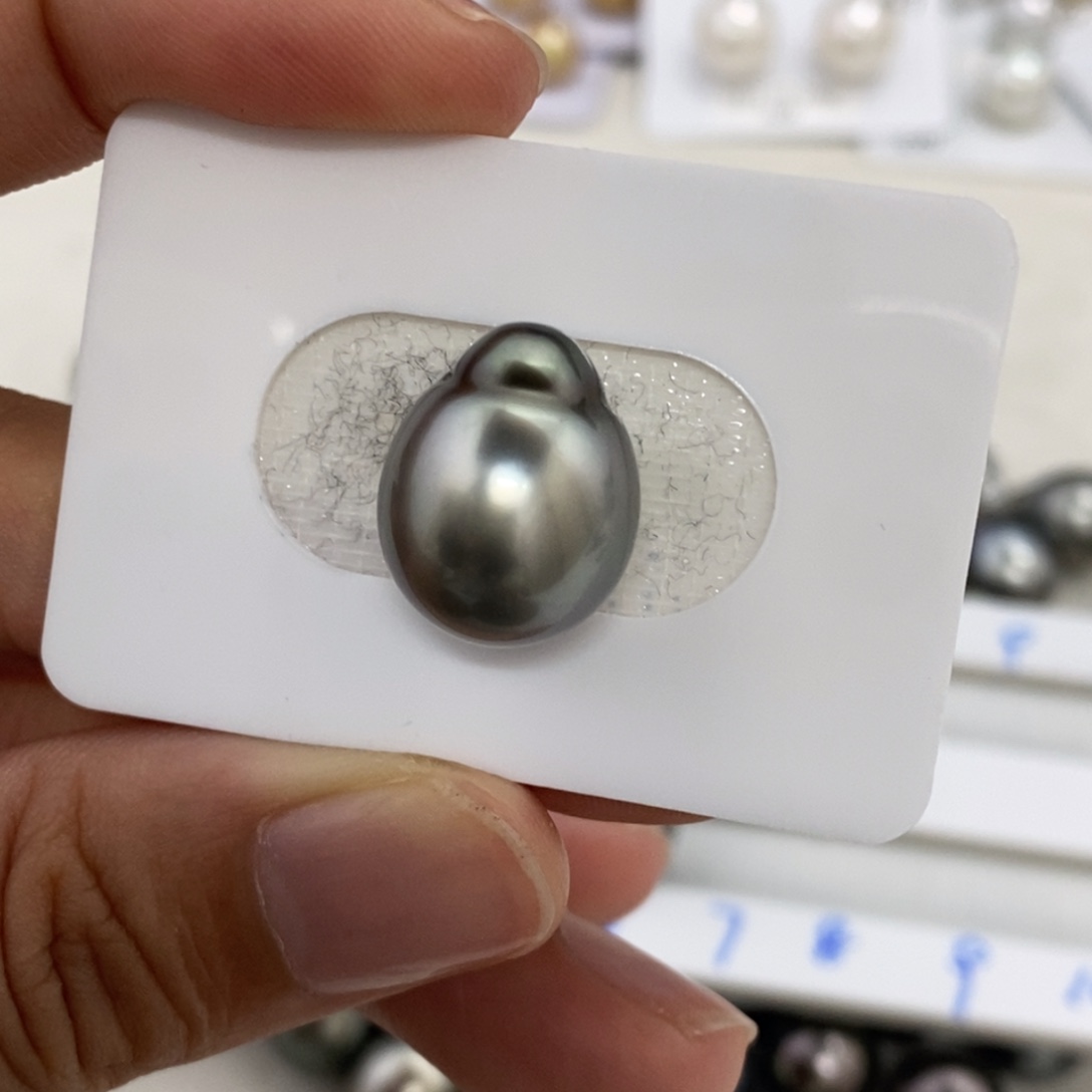 裸珠海水珍珠大溪地铂金灰13.3m