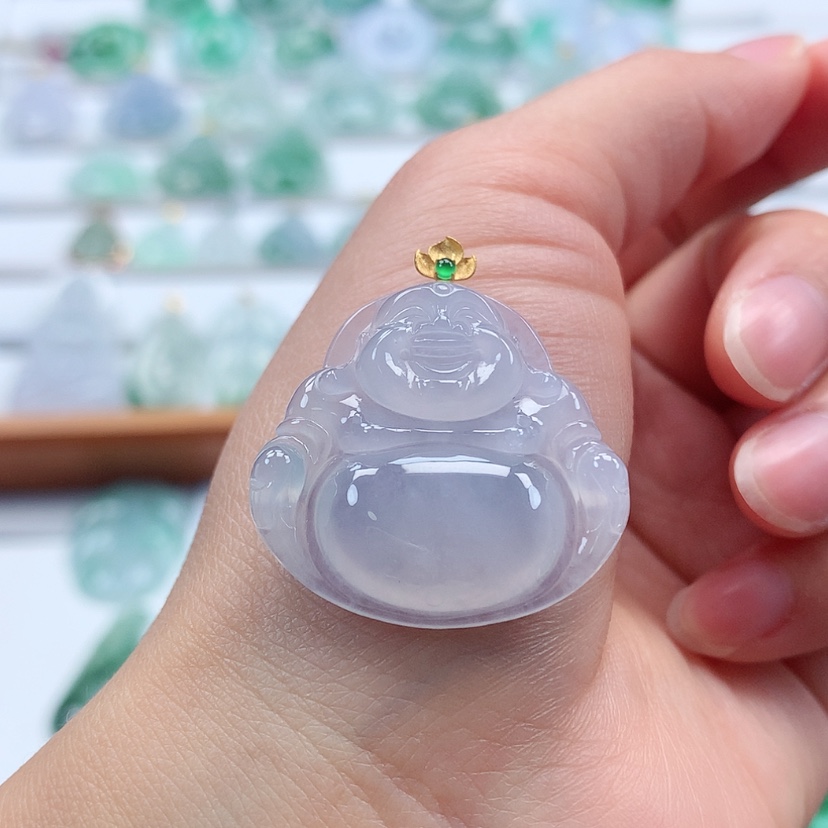 【闪购商品】翡翠吊坠(赠链)18K金镶嵌