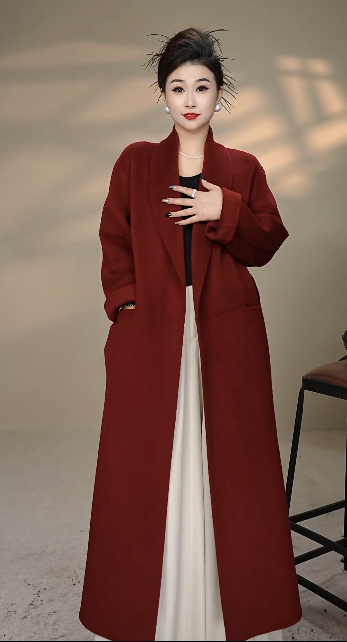 【辛语】2026新款山羊绒气质百搭大衣冬季初剪绵羊毛大衣