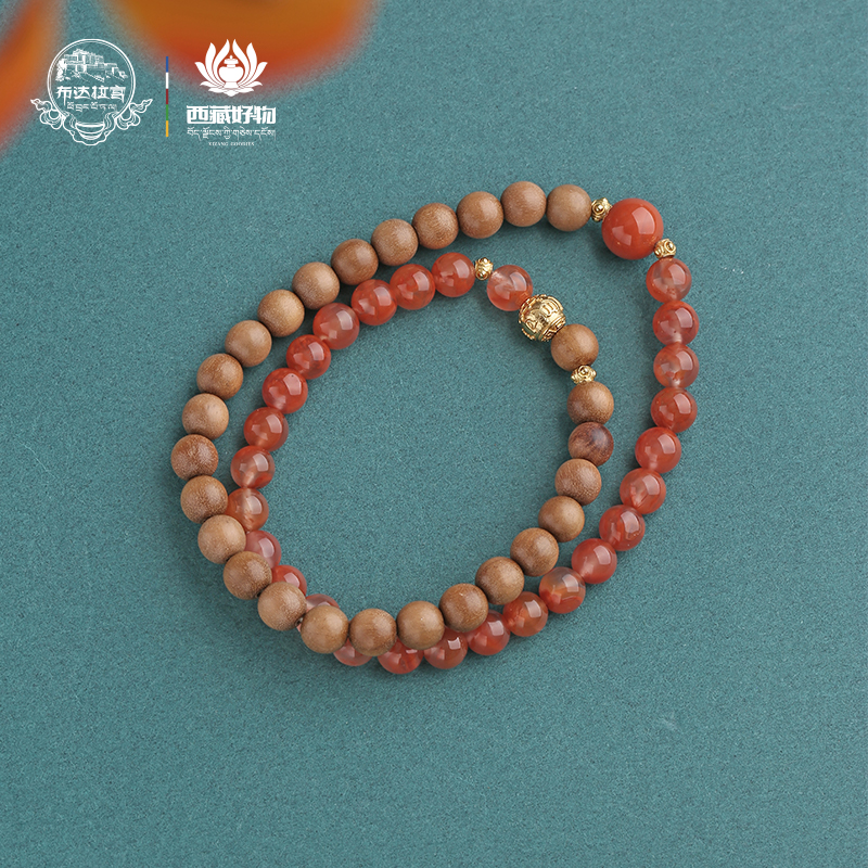 老山檀南红六字多圈手串