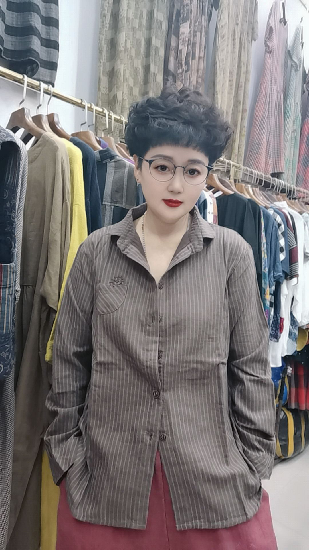 宽松显瘦条纹长袖衬衫早秋新款百搭打底上衣