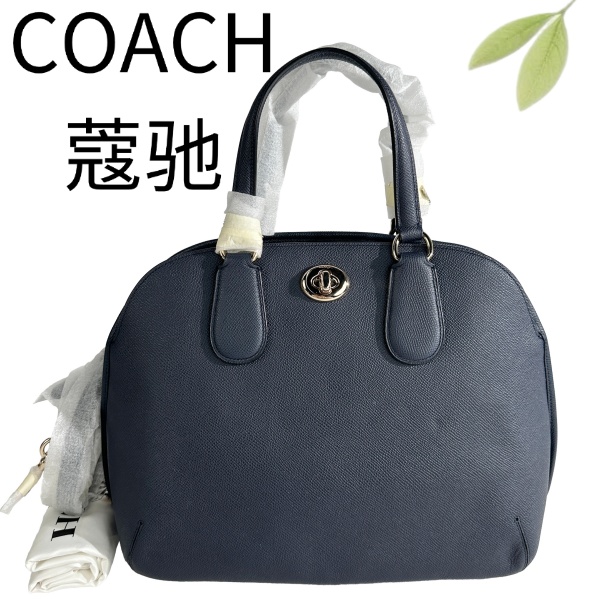 99新 COACH/蔻驰 深蓝贝壳手提斜挎包G25127568底长33X26