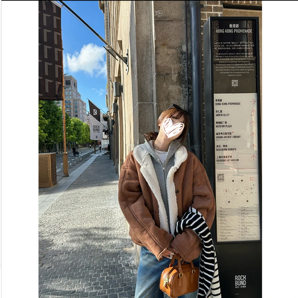 赵露思“许妍 许我耀眼”同款秋季羊羔毛外套韩版宽松百搭外套