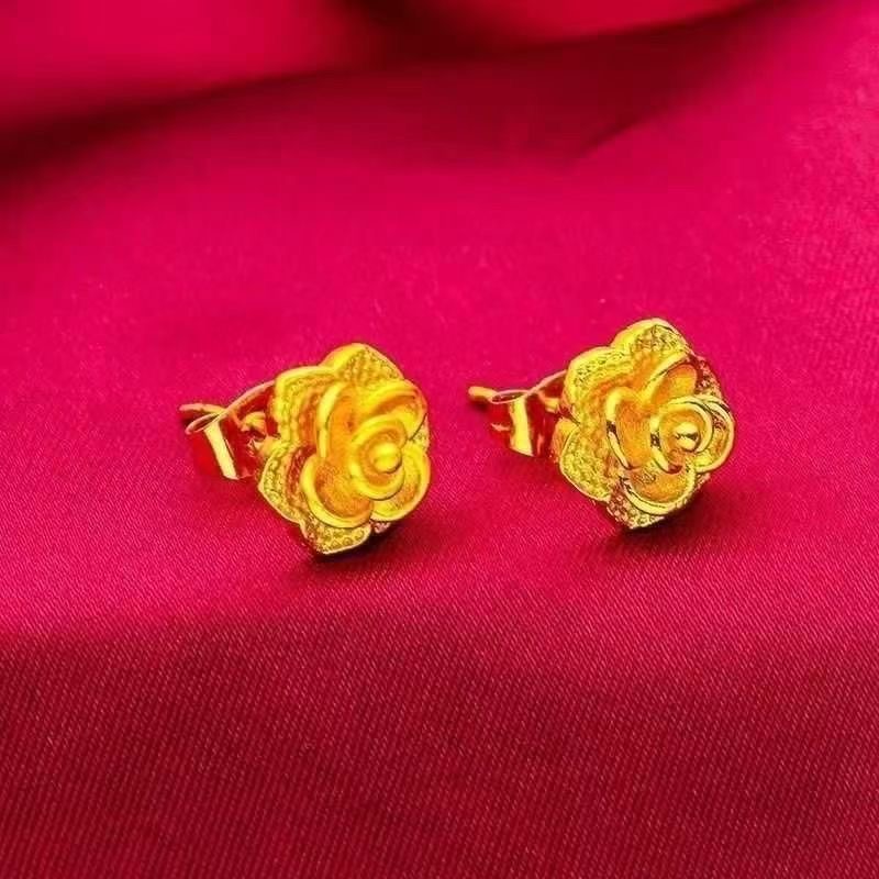 合金耳饰 H合金新款时尚高端玫瑰花 耳钉