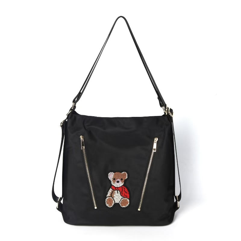 韩版双根拉链单肩烫钻防脏斜挎包百搭休闲刺绣新中式