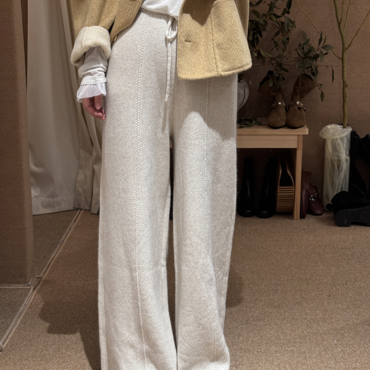 绒里绒面～高品质浣熊绒垂坠羊毛裤慵懒风阔腿裤长裤