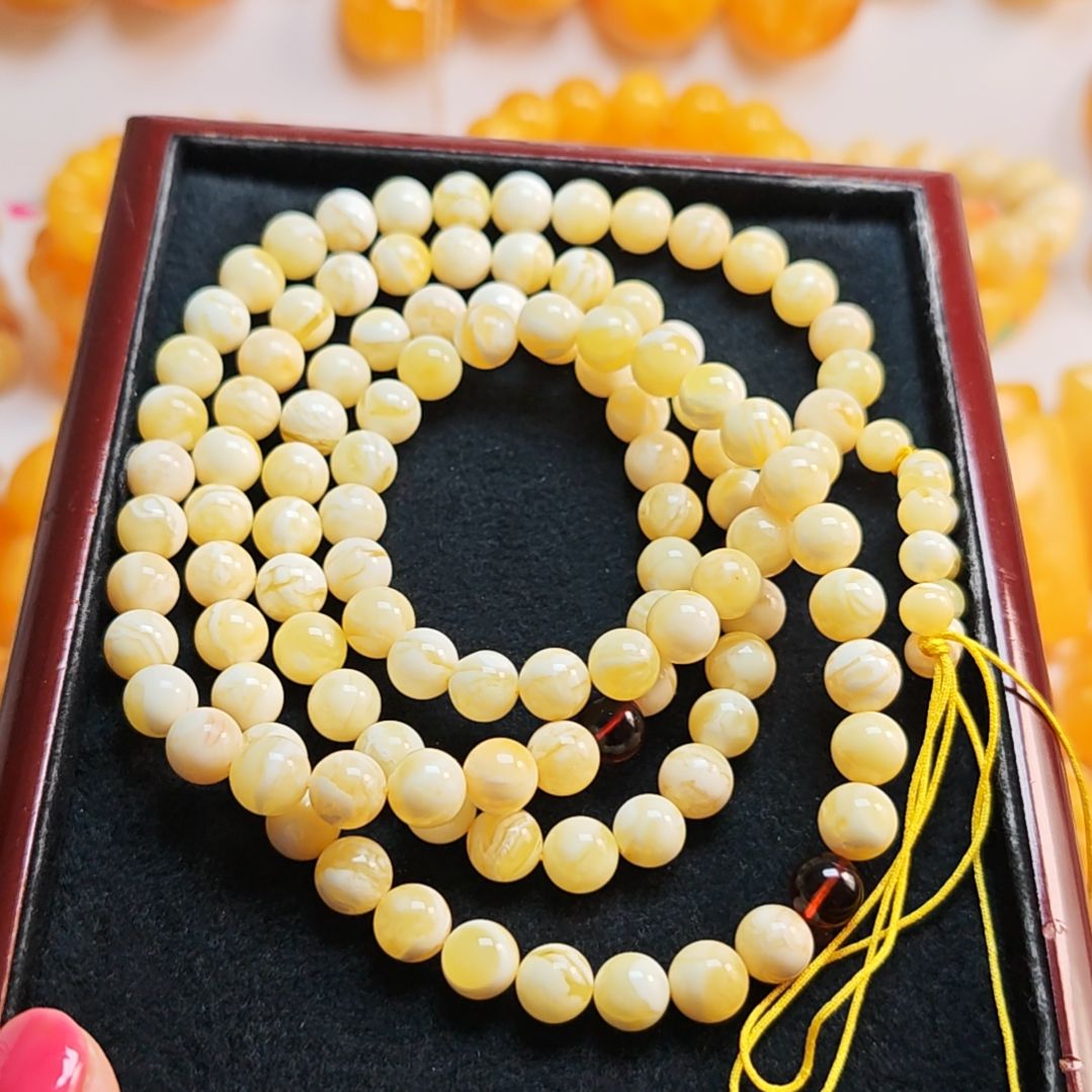 手串蜜蜡未镶嵌108佛珠9m