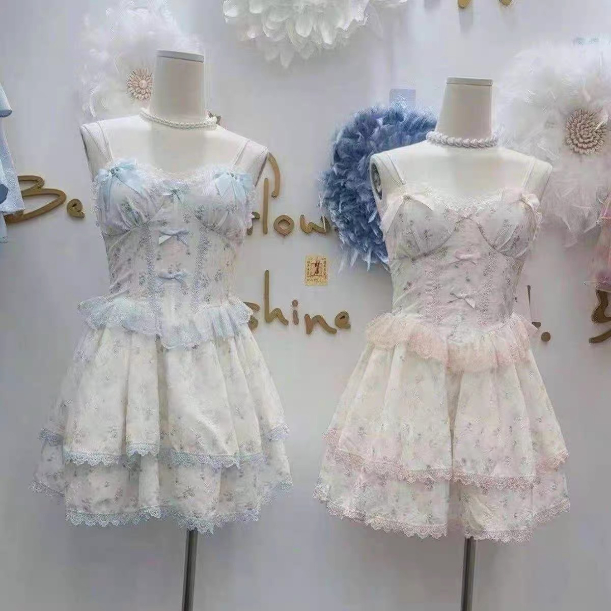 甜美蝴蝶结吊带连衣裙 