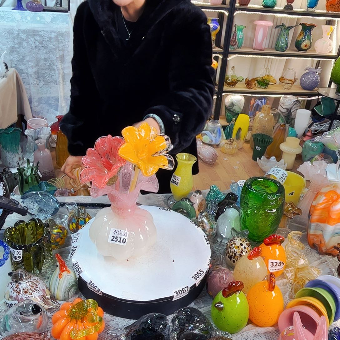 温****2花1瓶悦琉璃工艺品家