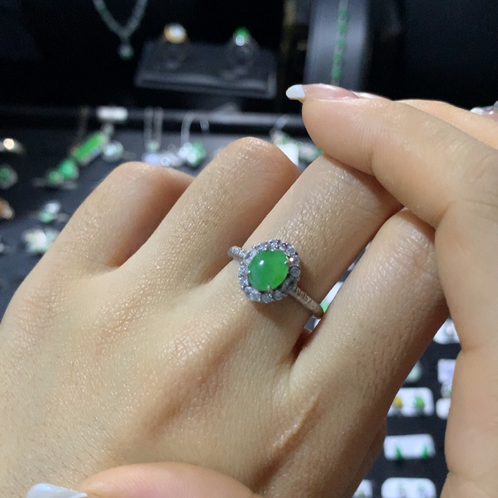 翡翠银S925镶嵌戒指