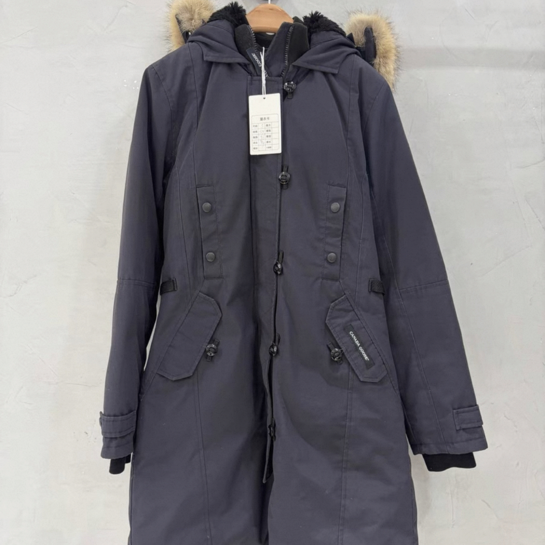 99新 CANADA GOOSE HZ二手奢侈品加拿大鹅藏蓝色长款羽绒服 xs码 
