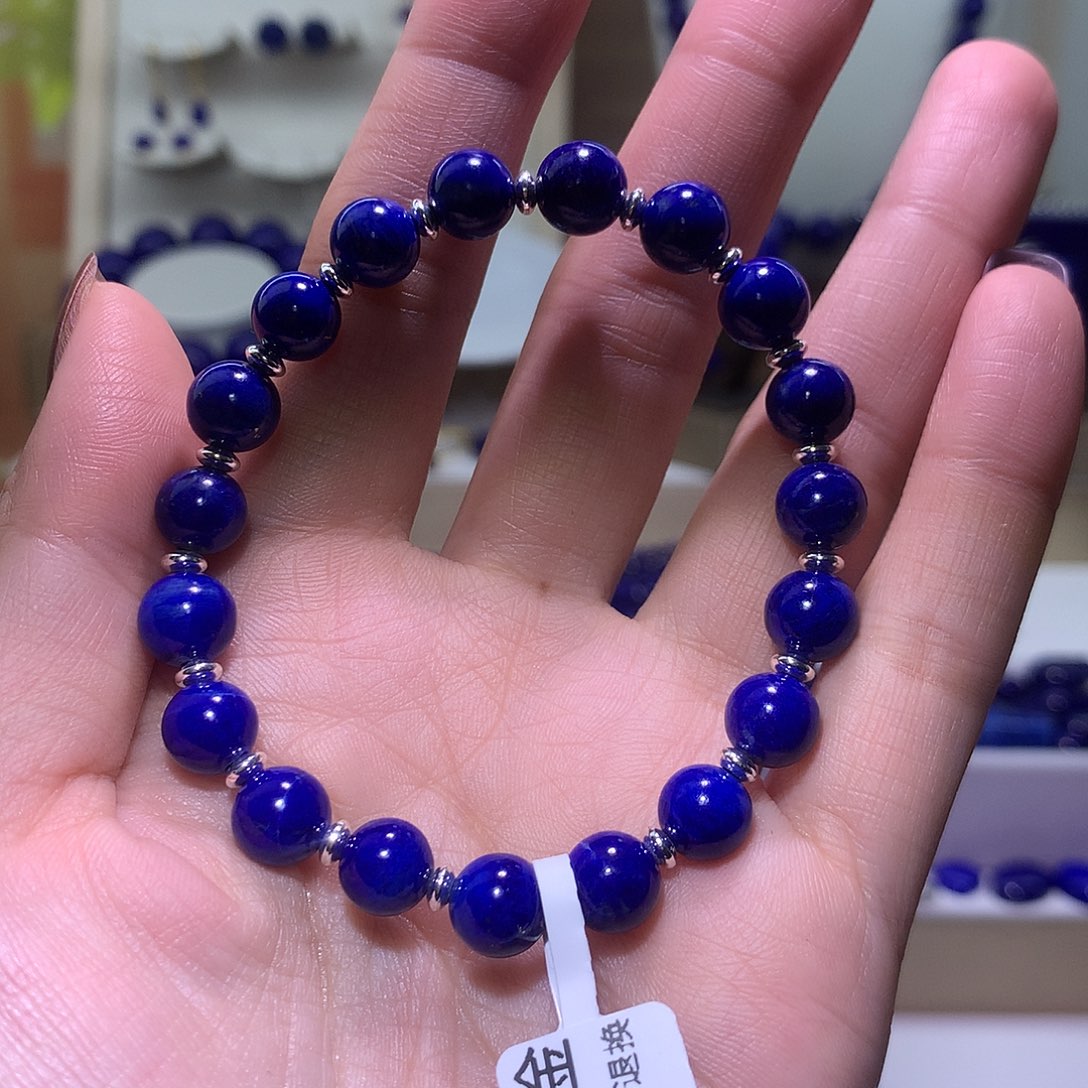 青金石合金天然原矿圆珠手串8m +