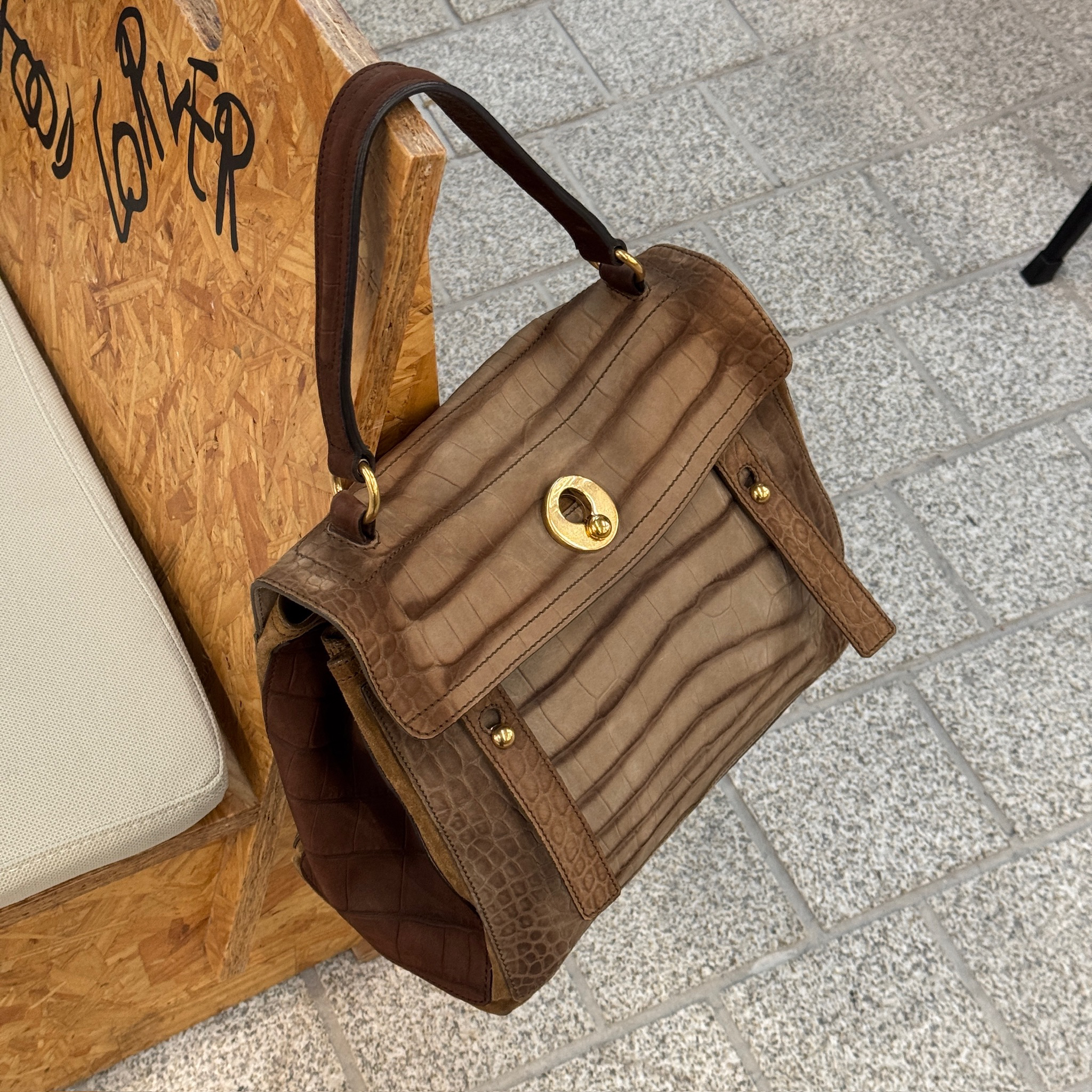 95新 YSL/圣罗兰 觅时/金棕压纹中号museKelly/118693