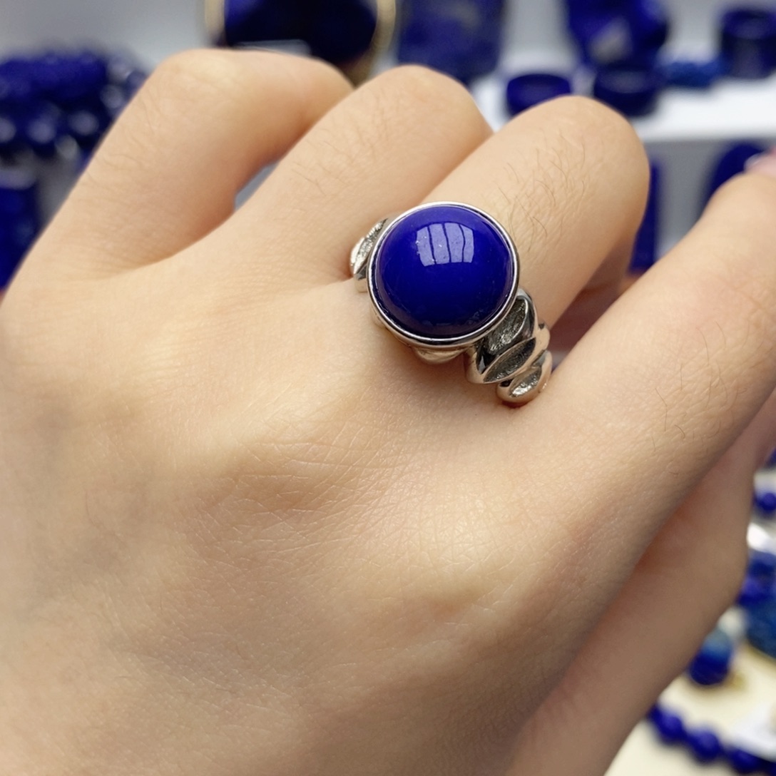 青金石银S925镶嵌戒指