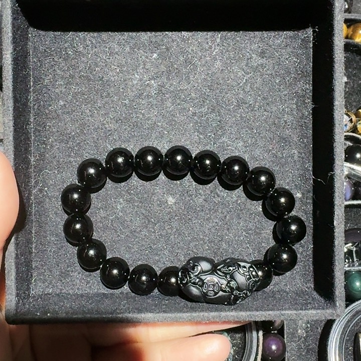 家***鲤黑曜岩未镶嵌手链