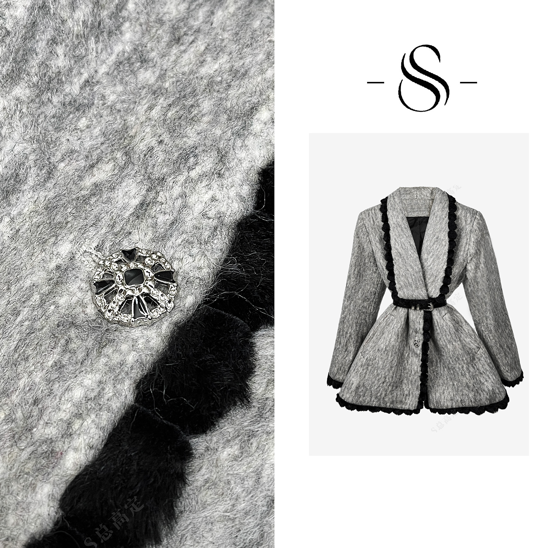 【莎总专属】冬季新款轻奢高级灰色公主风微喇下摆羽绒外套女D0183