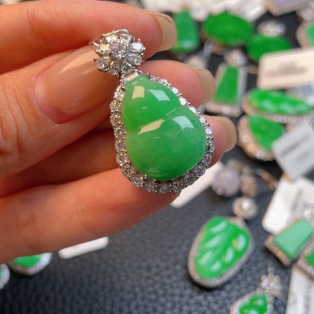 翡翠银S925镶嵌吊坠(不含链)