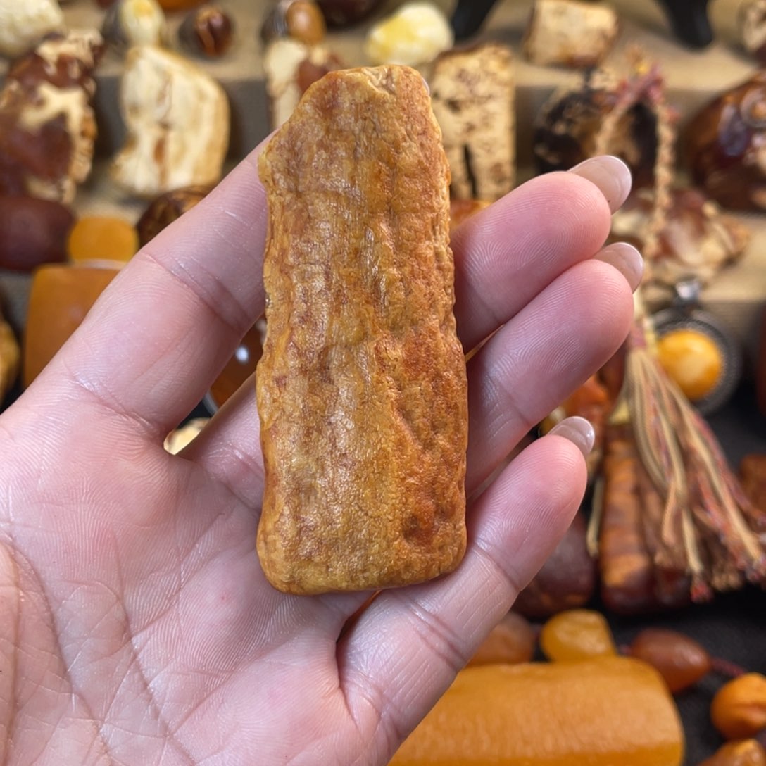 裸石琥珀未镶嵌天然蜜蜡全皮白蜡手把件