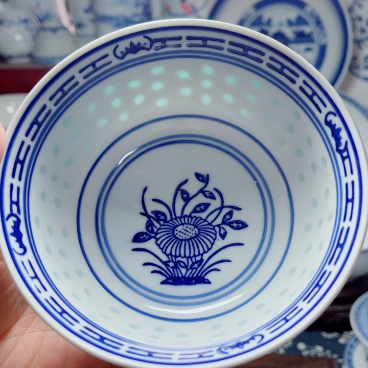 青花玲珑5寸饭碗兰花