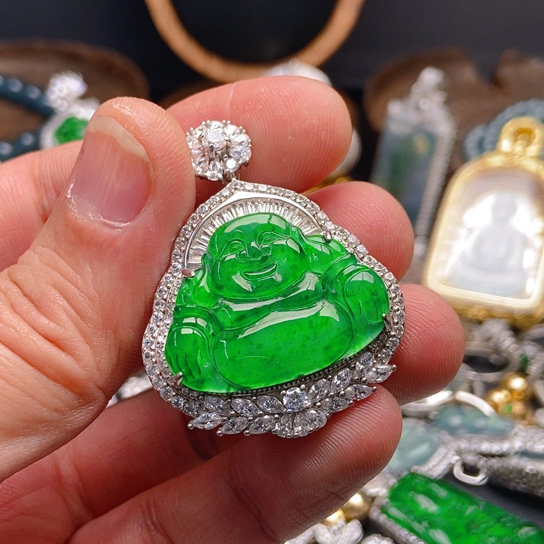 翡翠吊坠(不含链)银S925镶嵌714吊坠