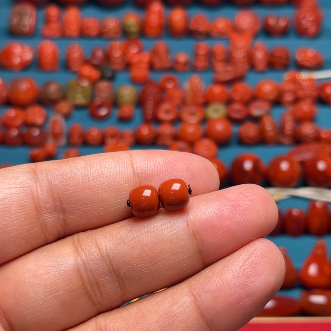 南红玛瑙配饰未镶嵌老型对珠卡7.1mm