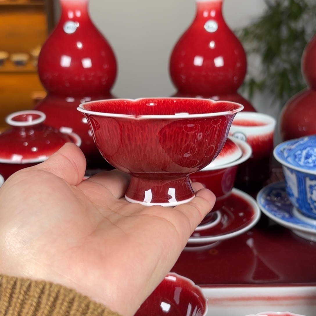 杯星***愿景德镇原矿郎红杯花瓣
