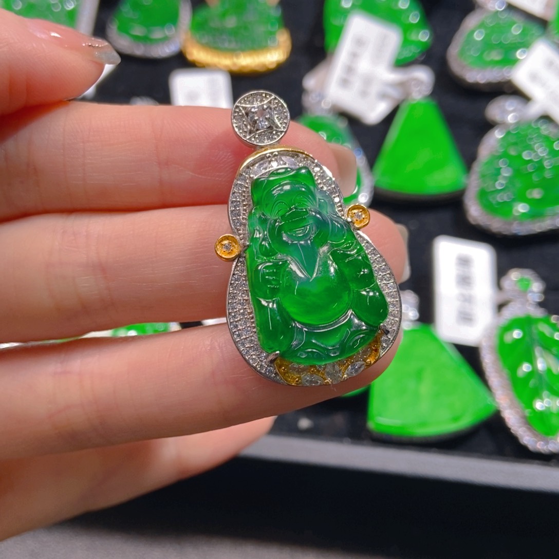 翡翠吊坠(不含链)银S925镶嵌