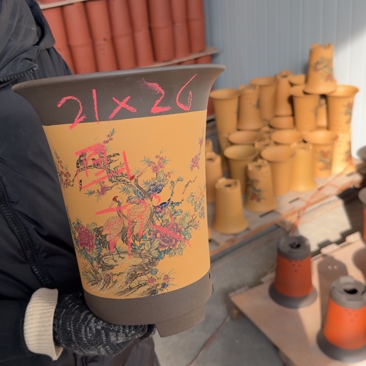 紫砂花盆 高度26口径21