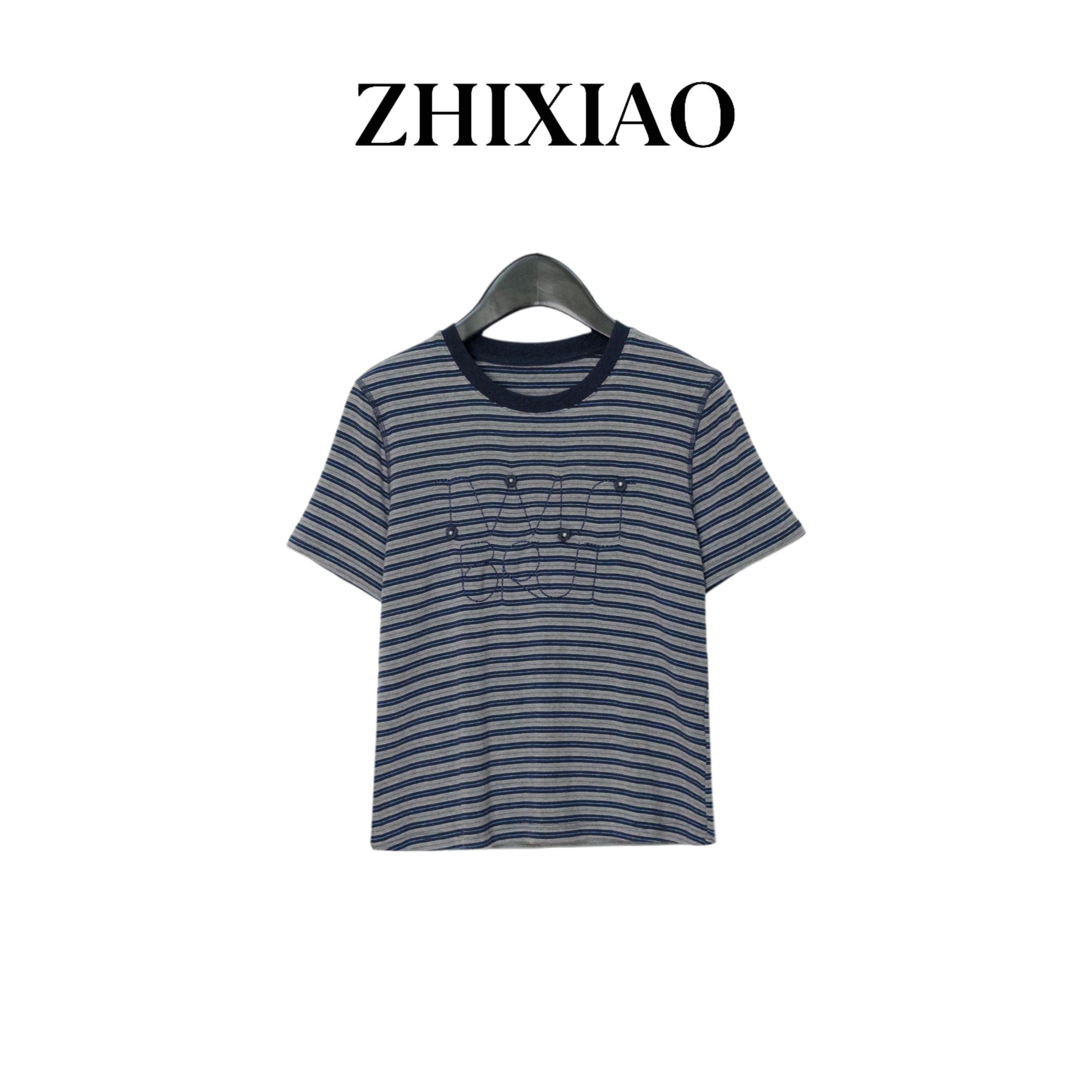 【ZHIXIAO】秋冬新款：条纹短袖7013