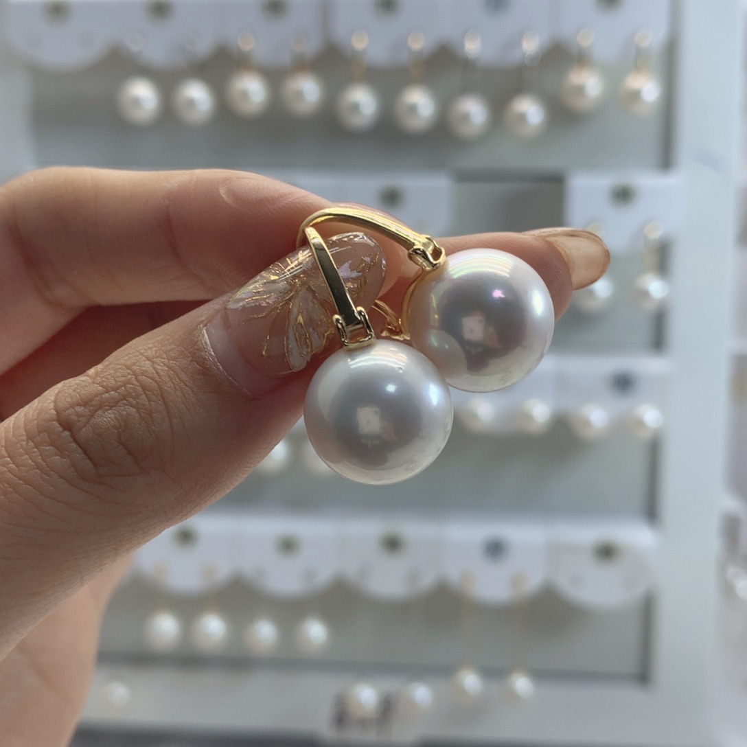 淡水珍珠耳饰银S925镶嵌天**阁