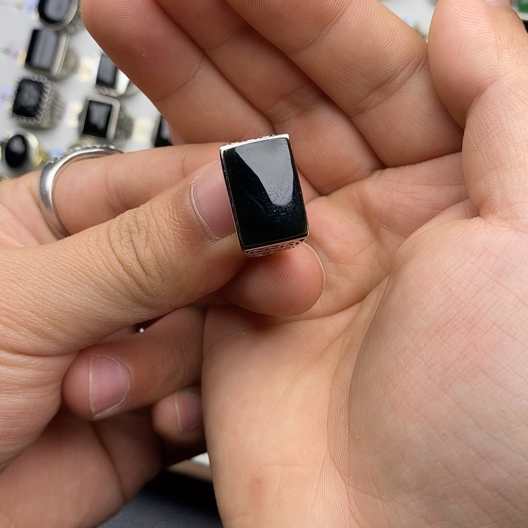 和田玉银S925镶嵌戒指