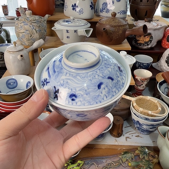 上***)瓷片瑕疵的盖碗不错的哦