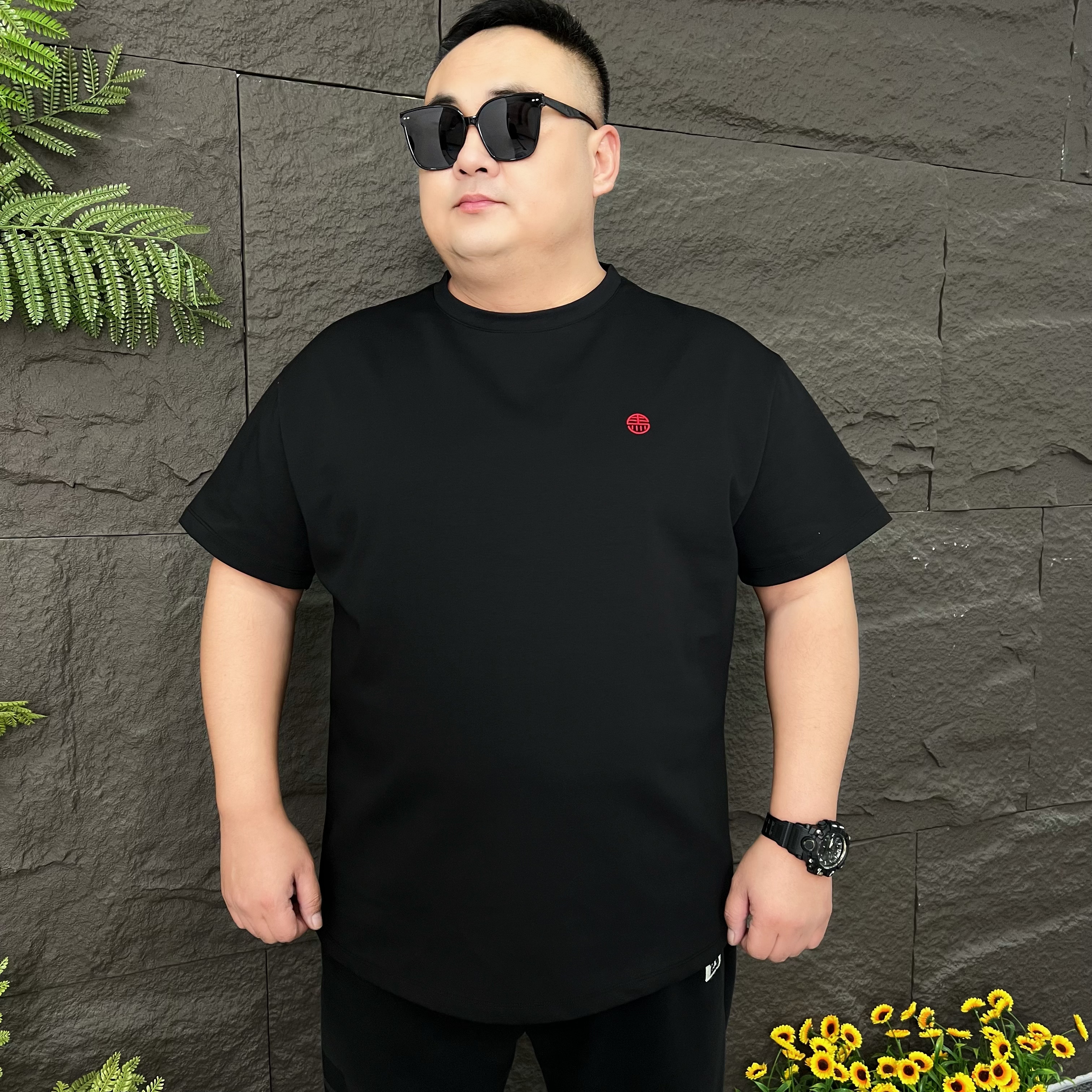 大码男装 冬季加厚休闲半袖 男士加大宽松短袖72775