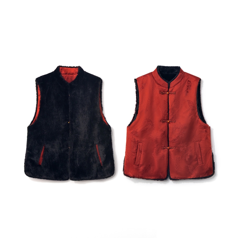 【红梦】秋冬双面双穿马甲国风新中式冬季加厚上衣马夹女款