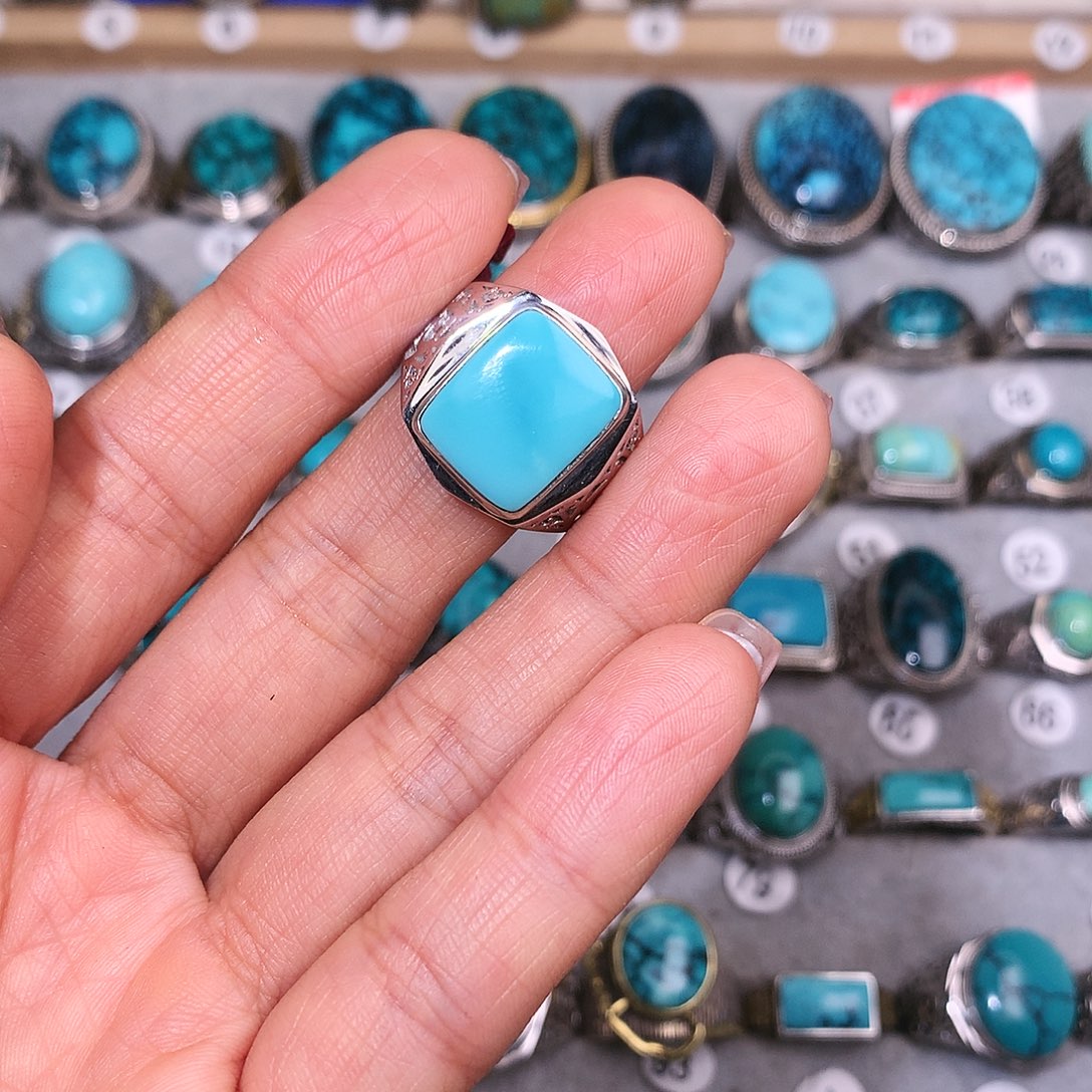 绿松石挂件银S925镶嵌