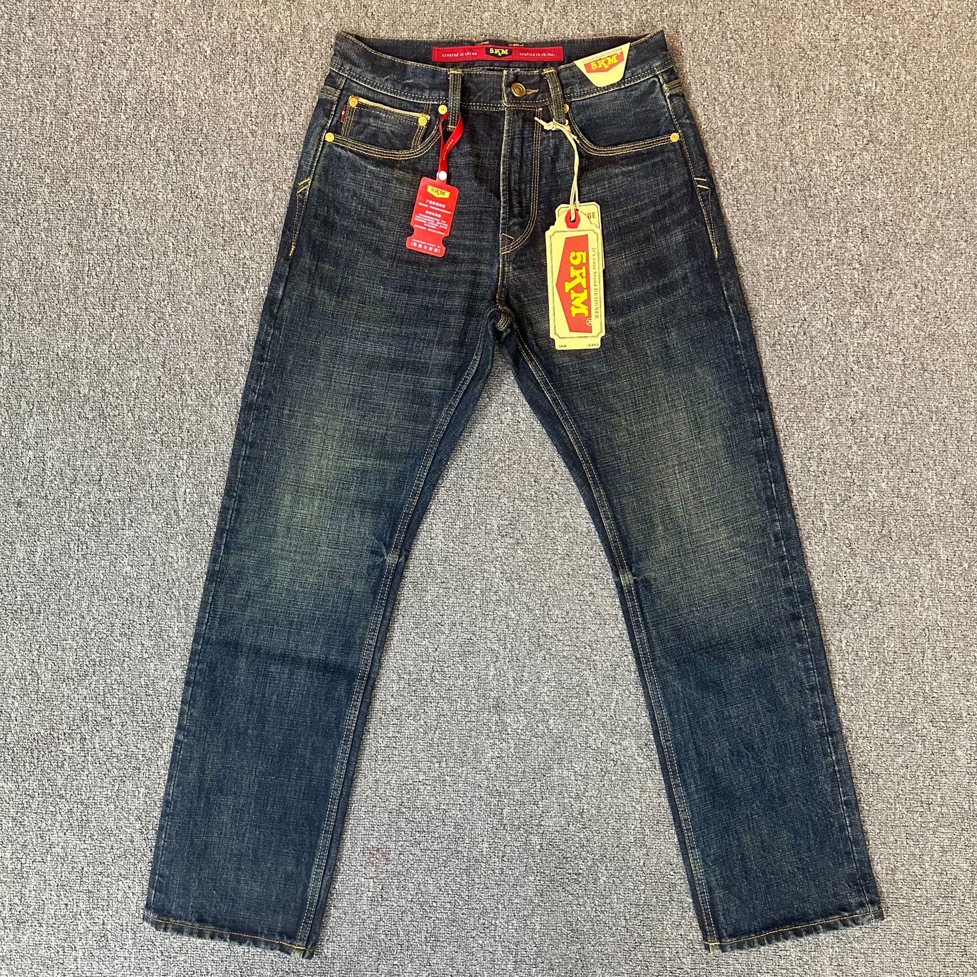 KM6553赤耳丹宁牛仔裤秋冬新款男士17oz埃及长绒棉复古501直筒裤