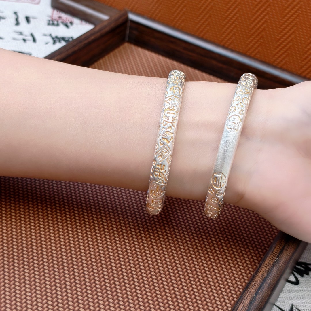 【描金招财猫吉言】999.9描金手镯女轻奢新中式古法猫镯子