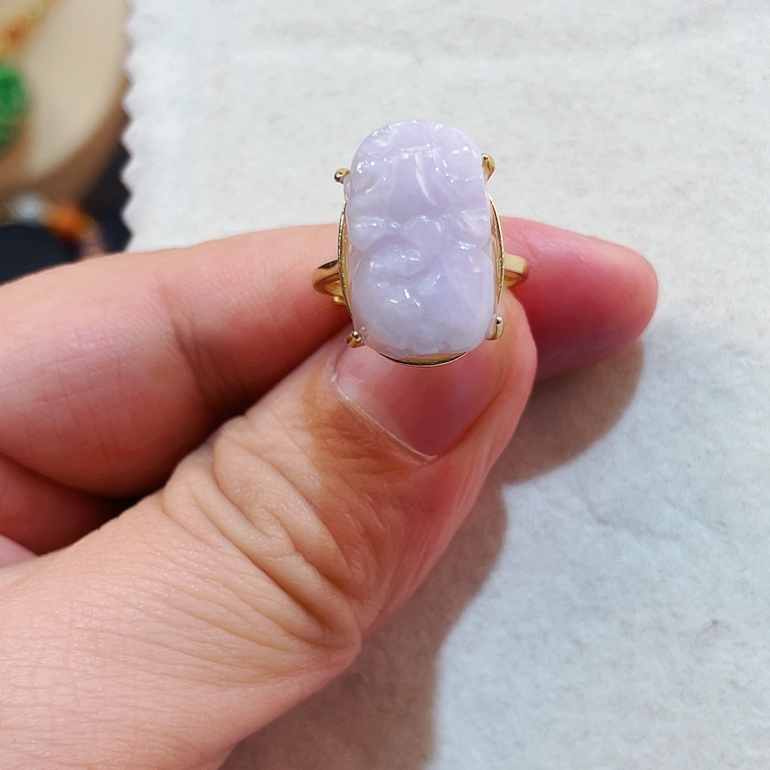 翡翠戒指银S925镶嵌戒指