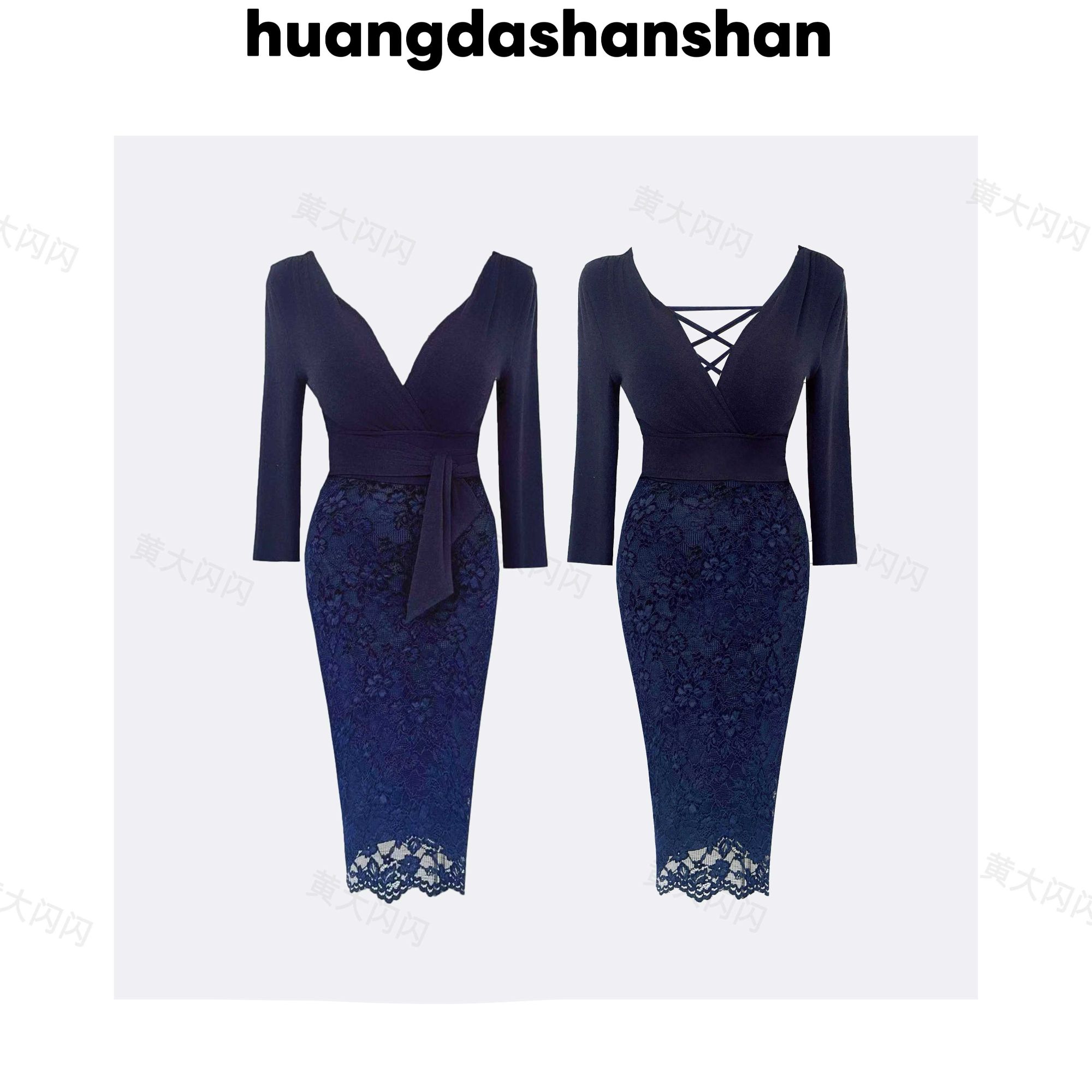 【新店请到张酒窝女装店1号】(双面娇妻)显瘦修身蕾丝连衣裙ZZX8410