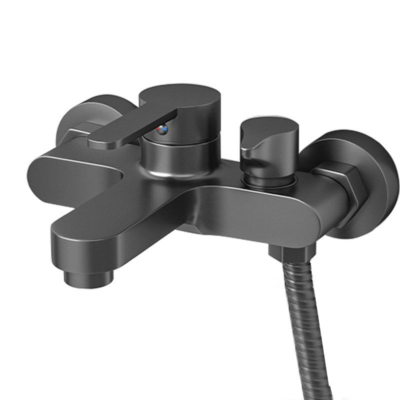 全铜淋浴简易花洒套装免打孔浴室浴缸洗澡冷热混水阀龙头