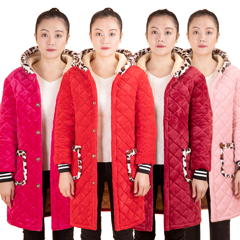 新款女士冬季罩衣中长款工作服防污外套加厚加绒保暖成人省服