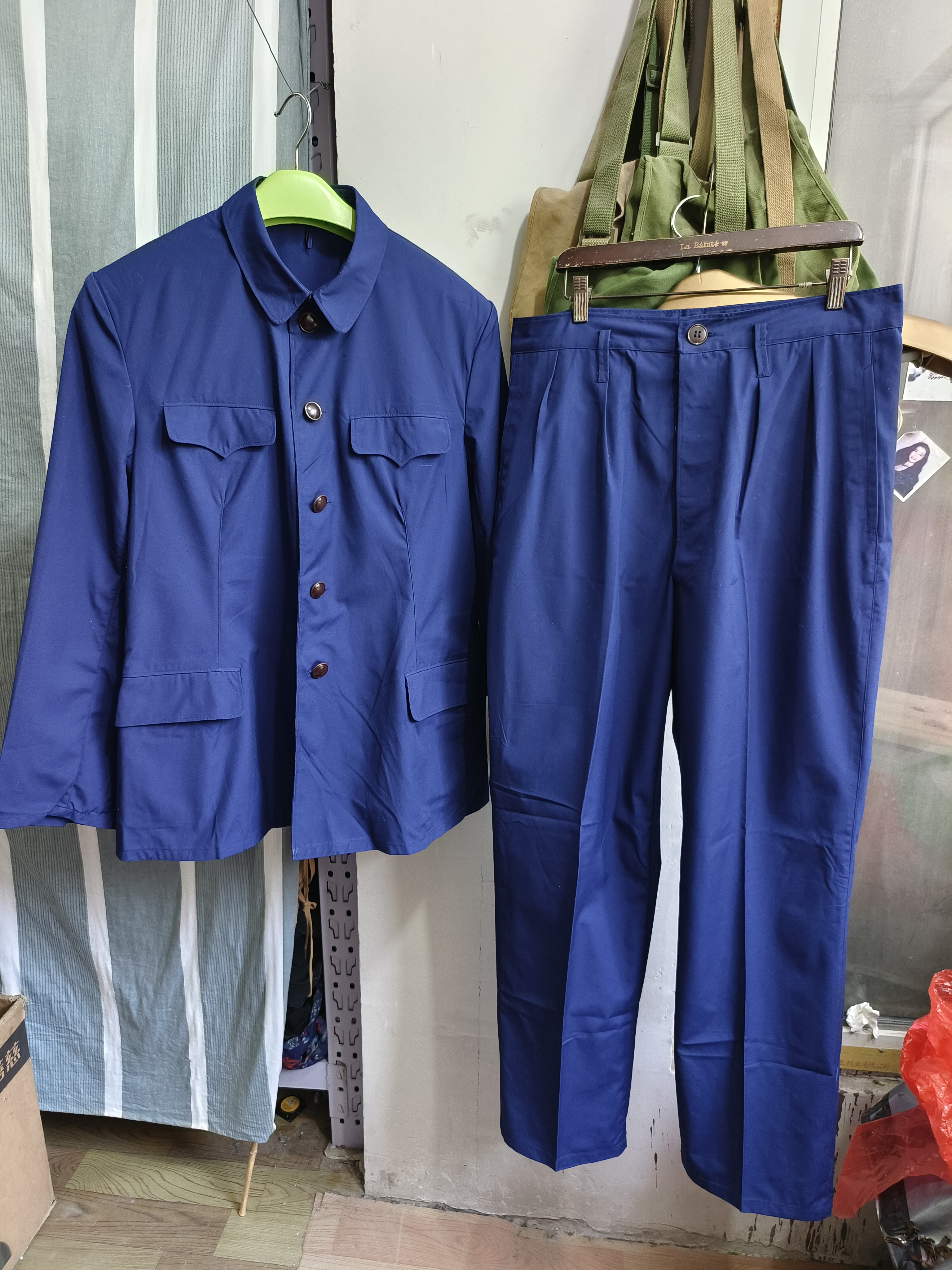 库存六五式海蓝的确良干部套装