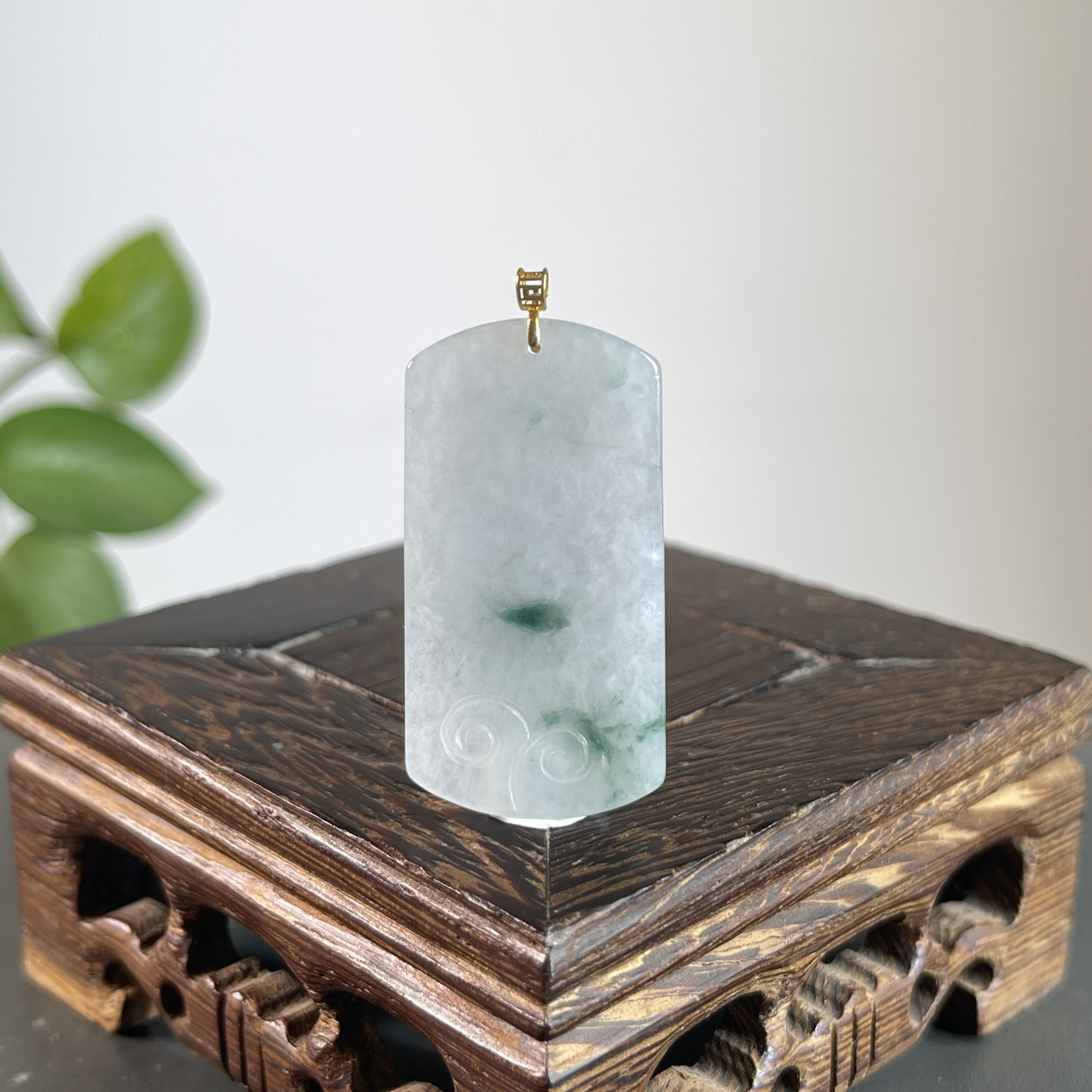 JGB18-018 天然翡翠缅甸A货 18K扣头无事牌