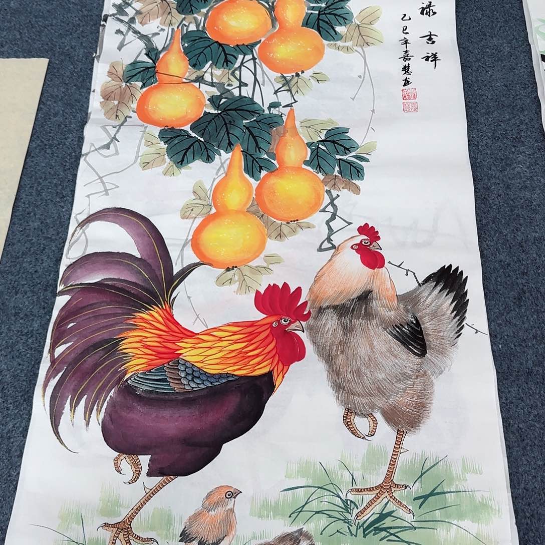 国画尺寸50X100手绘作品 