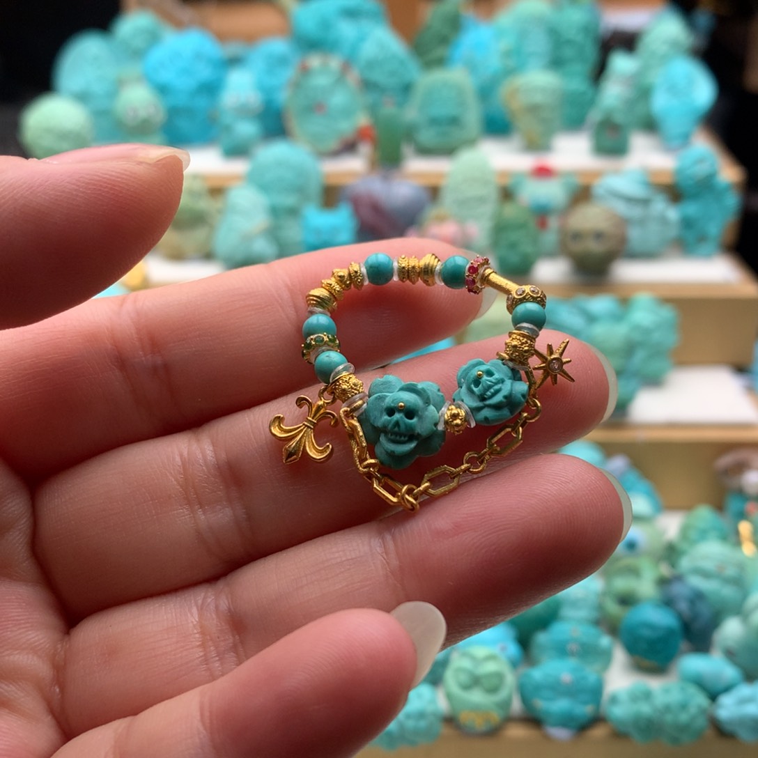 绿松石颈饰18K金镶嵌